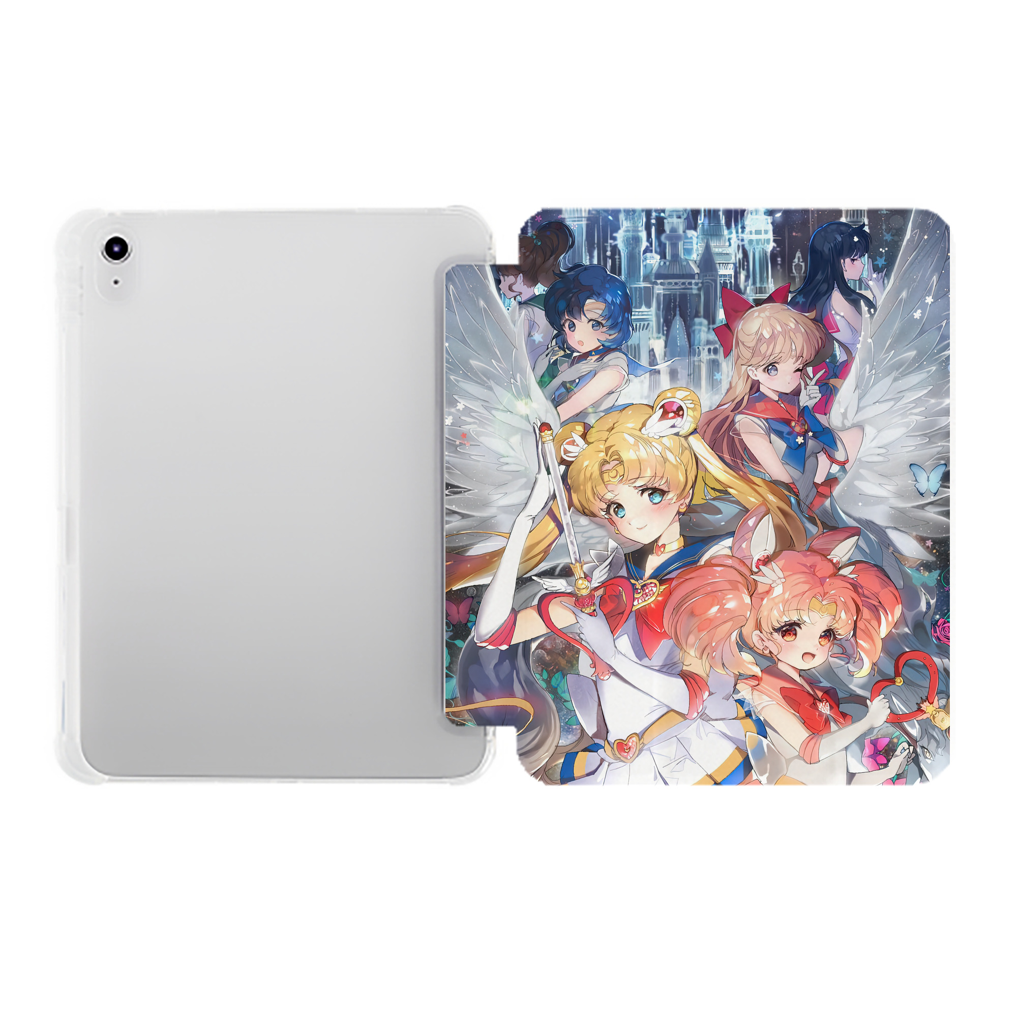 （画像用） 美少女戦士セーラームーン Sailor Moon IPad ケース ペン収納付き 三つ折りスタンド PUレザー×シリコン 対応機種9.5/10.5/10.9インチ